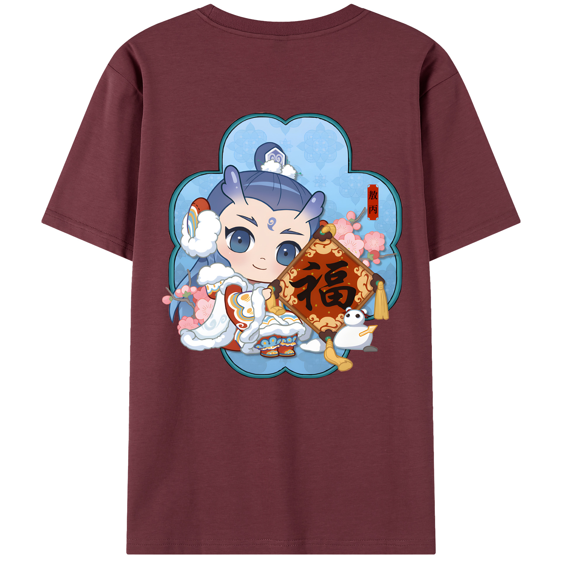 （画像用） Ne Zha 2 ナタ 魔童の大暴れ 綿100％半袖Tシャツ（背面プリント）